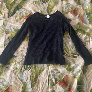 Chic Black Lace Long Sleeve Top